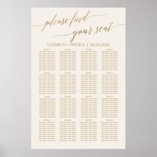 Poster Élégante calligraphie Or   Carte des sièges en ivo