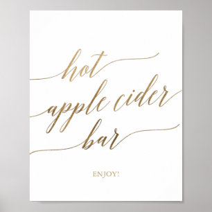 Poster Élégante calligraphie or Hot Apple Cider Bar Signa