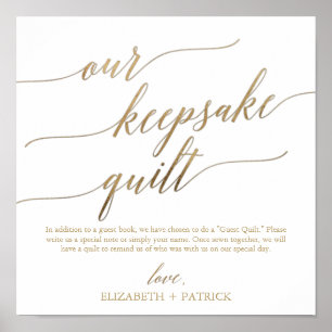Poster Élégante calligraphie Or Notre Quilt Keepsaké