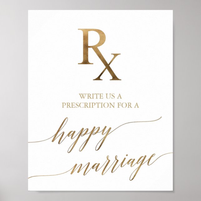 Poster Elégante Calligraphie Or Rx Conseil Mariage (Devant)