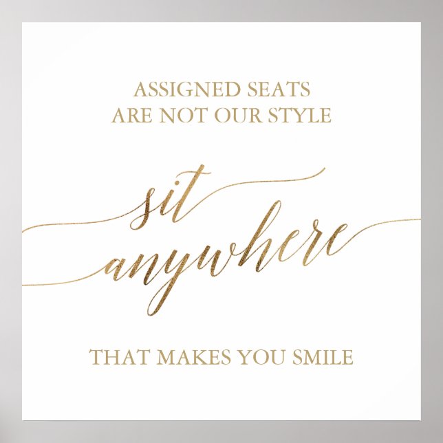 Poster Élégante calligraphie Or Sit Anywhere Carré Signal (Devant)