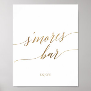 Poster Élégante calligraphie or S'mores Barre Signal