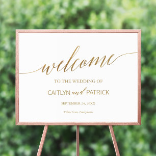 Poster Élégante calligraphie or Welcome Mariage Sign