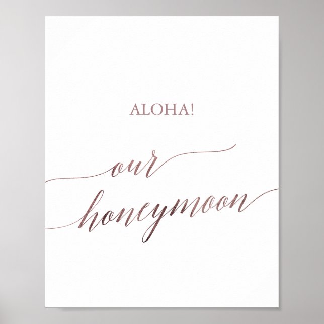Poster Élégante calligraphie Rose or Aloha Notre lune de  (Devant)