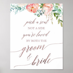 Poster Élégante Calligraphie Rose Or Choisir Un Siège Sig