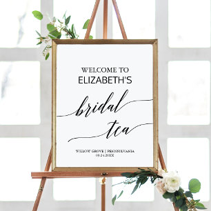 Poster Elégante Calligraphie Thé nuptial Bienvenue