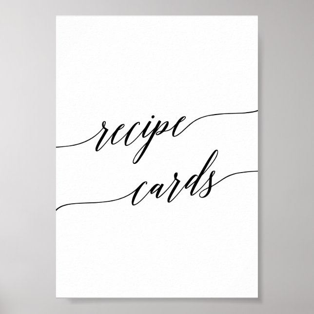 Poster Élégante Carte de recette de calligraphie noire (Devant)