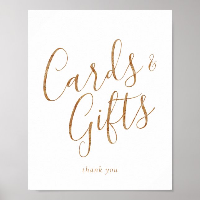 Poster Élégante carte or et cadeau Signal (Devant)