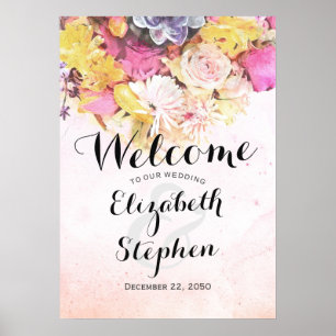 Poster Elégante couleur couleur Mariage d'aquarelle Bienv