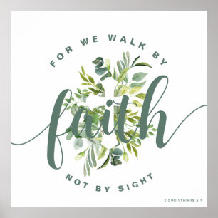 Poster Elégante Croix Florale Bible chrétienne Verse