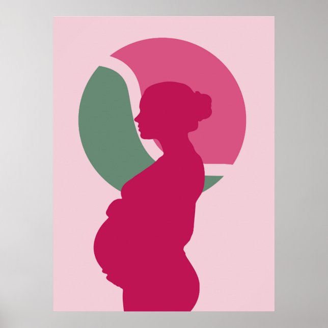 Poster Élégante femme enceinte Silhouette Nursery Wall Ar (Devant)