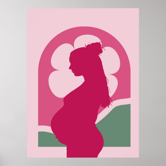 Poster Élégante femme enceinte Silhouette Nursery Wall Ar (Devant)