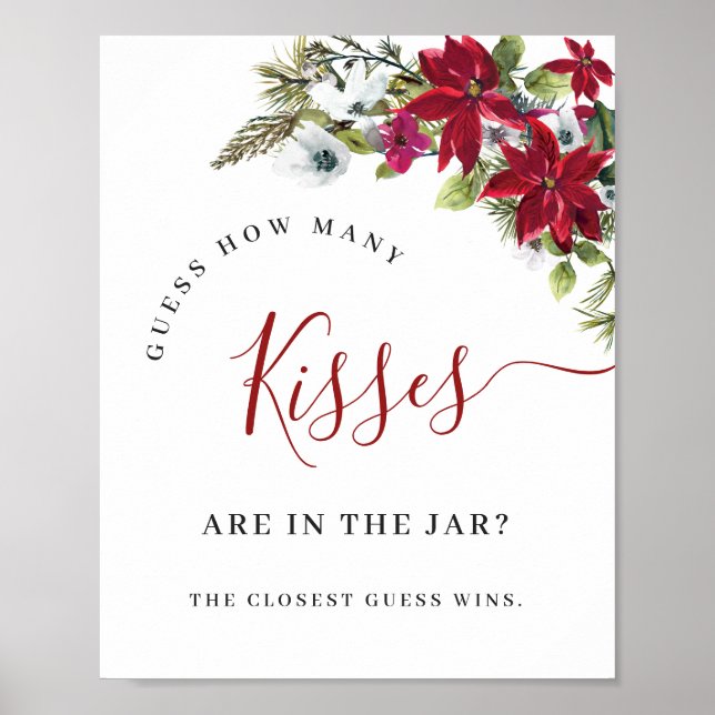 Poster Élégante Fête de Mariage avec Poinsettia Rouge de  (Devant)