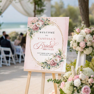 Poster Élégante Fête de Mariage Florale Orée de Bienvenue
