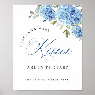Poster Elégante Fête des mariées Blue Hydrangea Eucalyptu