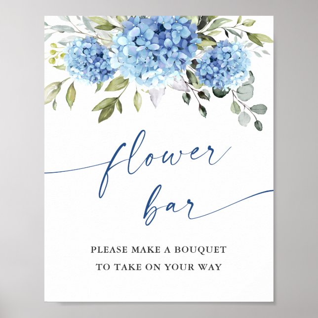 Poster Elégante Fête des mariées de bar à fleurs Blue Hyd (Devant)