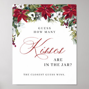 Poster Élégante Fête des mariées de Noël Rouge Poinsettia