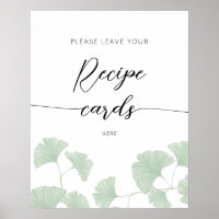 Elégante feuille verte Laissez votre carte de rece