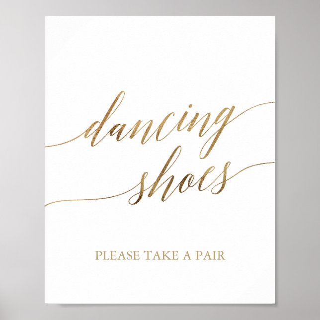 Poster Élégante Gold Calligraphie Chaussures de danse (Devant)