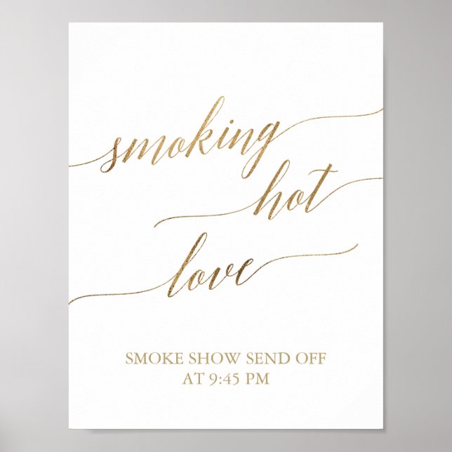 Poster Élégante Gold Calligraphie Fumer Hot Love Signal (Devant)