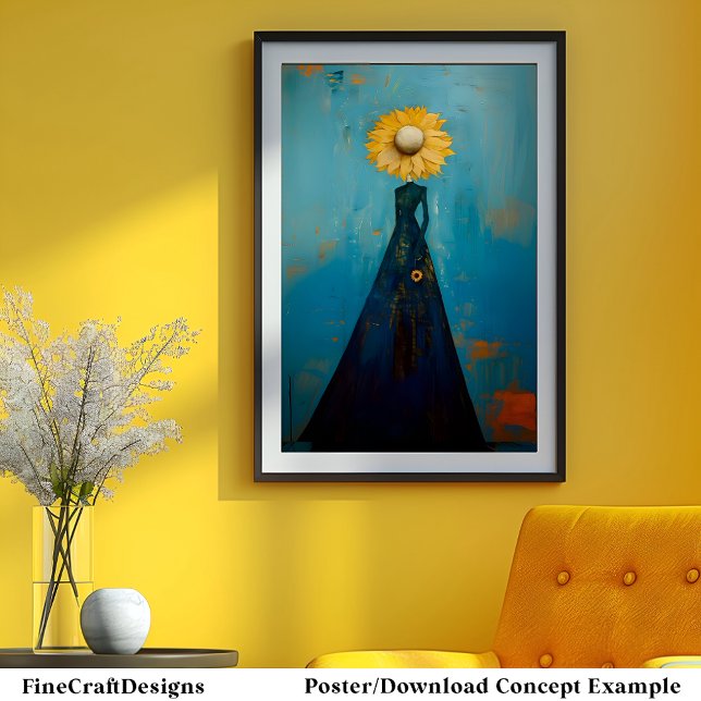 Poster Élégante Graceful Tall Willowy Sunflower Girl C2L (Créateur téléchargé)
