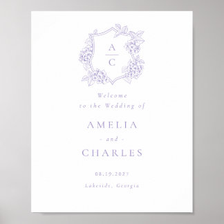Poster Élégante Hydrangea Couronne Mariage Bienvenue