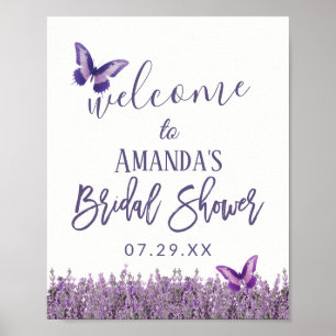 Poster Elégante Lavande Fête des mariées Florale Bienvenu