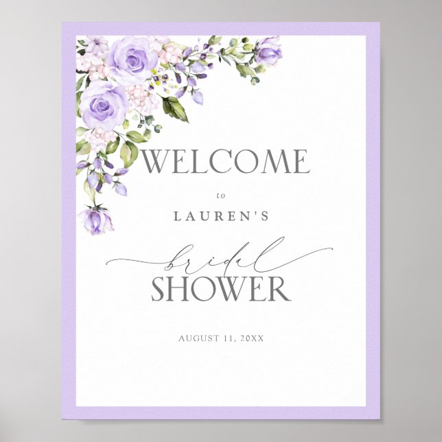 Poster Elégante Lavande Lilac Lavender Floral Bridal Bien (Devant)
