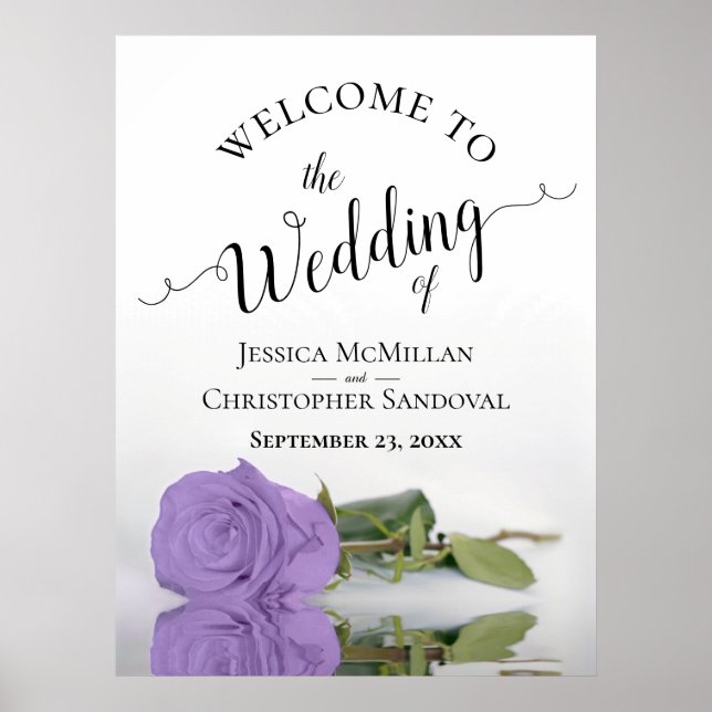 Poster Élégante Lavande violet Rose Chic Mariage Bienvenu (Devant)
