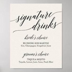 Poster Élégante Noire Calligraphie Signature Crème Boisso
