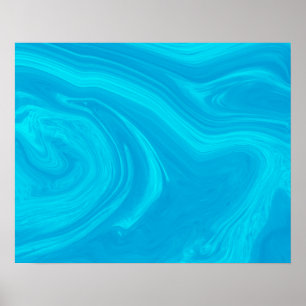 Poster Élégante oeuvre de marbre bleu liquide Abstrait 