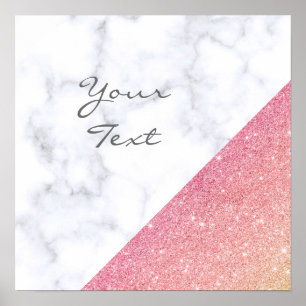 Poster Elégante parties scintillant en or rose en marbre 