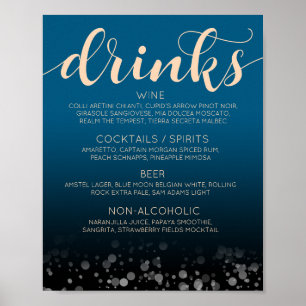 Poster Elégante Pêche Océanique Bleu Mariage Boissons Bar
