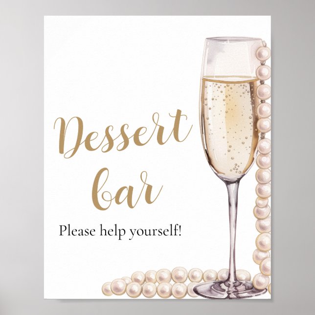 Poster Élégante perle d'or et panneau de la barre de dess (Devant)