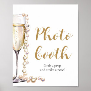 Poster Élégante perle d'or et porte-photo Prosecco