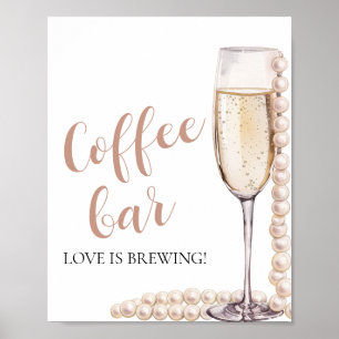 Poster Élégante perle rose et panneau de cafétéria Prosec