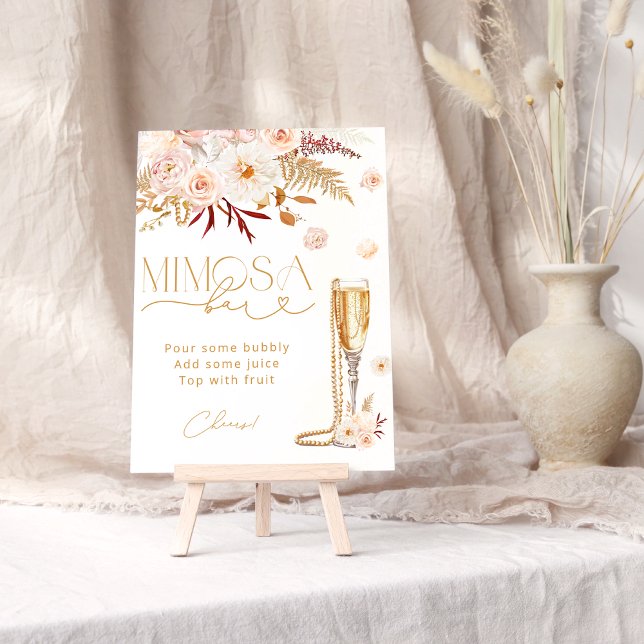 Poster Elégante perles & Prosecco Floral Bridal Mimosa Ba (Créateur téléchargé)