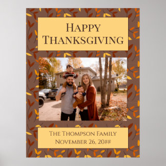 Poster Élégante photo de famille de feuilles d'automne