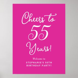 Poster Elégante Pink Cheers à 55 Ans 55e Anniversaire