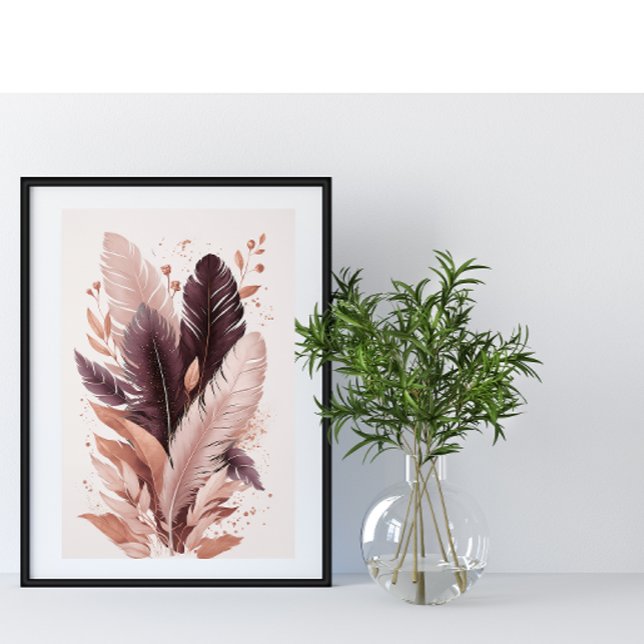 Poster Elégante plumes colorées Aquarelle Art botanique (Créateur téléchargé)