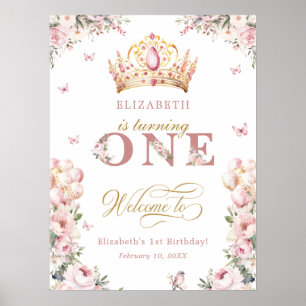 Poster Elégante Princesse de la Couronne Fille 1er annive