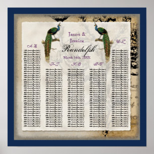 Poster Elégante Réception de mariage classique Peacock Vi