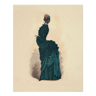 Poster Élégante robe victorienne bleue