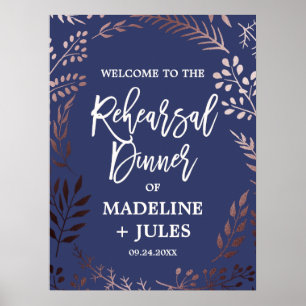 Poster Élégante Rose Gold et Nuit de Répétition Dîner de 