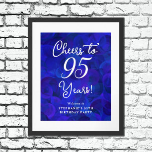Poster Elégante Royal Blue Cheers à 95 ans Anniversaire