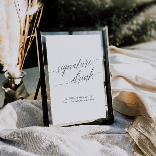 Poster Élégante signature de calligraphie argentée