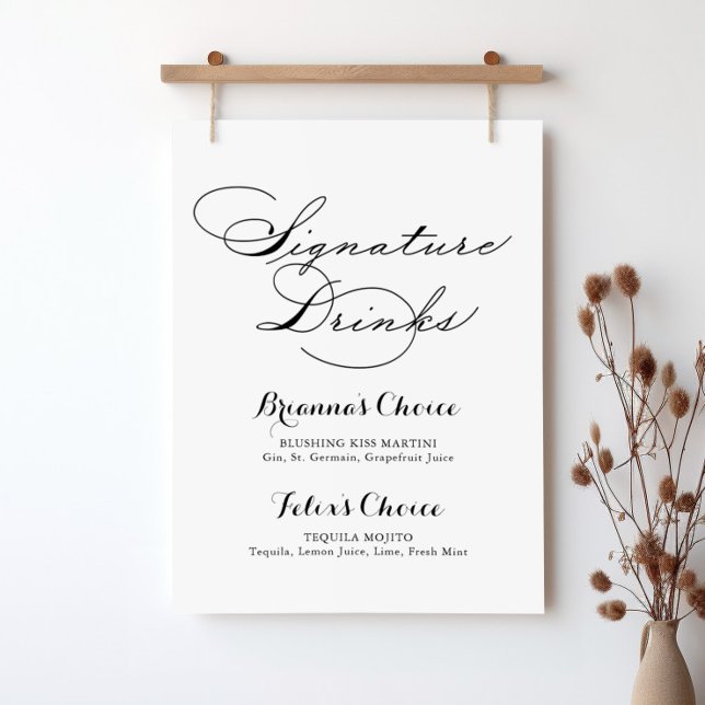 Poster Élégante signature de calligraphie moderne Boisson (Créateur téléchargé)