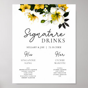 Poster Élégante signature Mariage Jaune Boissons