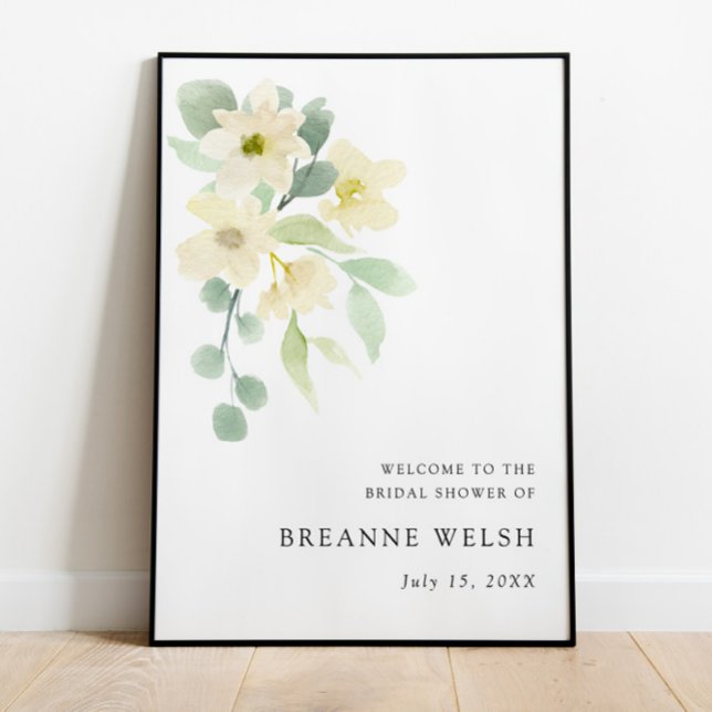 Poster Élégante Simple Aquarelle Bienvenue à la Mariée (Créateur téléchargé)
