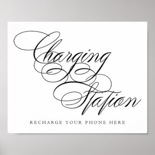 Poster Élégante station de recharge Script noir Panneau